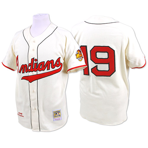 Discount and durable Mitchell And Ness Cleveland Indians 19 Bob Feller Authentic Cream Home Throwback MLB Jersey